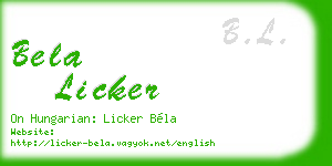 bela licker business card